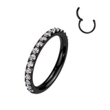 Titanium Hinged Segment Hoop Ring Color CZ For Nose Septum Cartilage