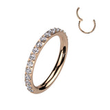 Titanium Hinged Segment Hoop Ring Color CZ For Nose Septum Cartilage