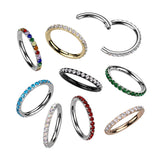 Titanium Hinged Segment Hoop Ring Color CZ For Nose Septum Cartilage