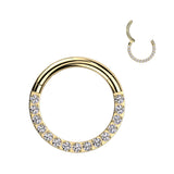 Titanium Hinged Segment Hoop Ring CZ Front For Nose Septum Cartilage