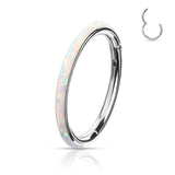 Titanium Hinged Segment Hoop Ring Opal Facing For Nose Septum Cartilage