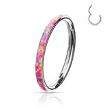 Titanium Hinged Segment Hoop Ring Opal Facing For Nose Septum Cartilage