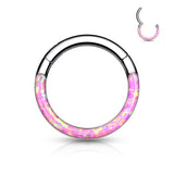 Titanium Hinged Segment Hoop Ring Opal Line For Nose Septum Cartilage