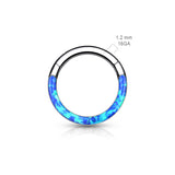 Titanium Hinged Segment Hoop Ring Opal Line For Nose Septum Cartilage