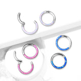 Titanium Hinged Segment Hoop Ring Opal Line For Nose Septum Cartilage