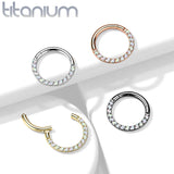 Titanium Hinged Segment Hoop Ring Opal Front For Nose Septum Cartilage
