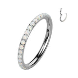 Implant Titanium Hinged Opal Lined Segment Hoop Ring Cartilage