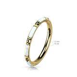 Titanium Hinged Segment Hoop Ring Opal Inlay For Nose Septum Cartilage