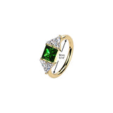 Titanium Green CZ Hinged Segment Hoop Ring For Daith Helix Cartilage