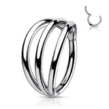 Titanium Hinged Segment Ring Triple Hoop For Nose Septum Cartilage