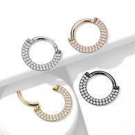 Implant Titanium Double Line CZ Hinged Segment Hoop Rings Septum