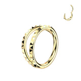 Titanium Hinged Segment Double Hoop Ring Outward Facing Pyramid Cuts