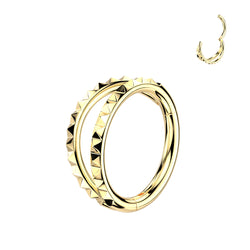 Titanium Hinged Segment Double Hoop Ring Outward Facing Pyramid Cuts