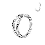 Titanium Hinged Segment Double Hoop Ring Outward Facing Pyramid Cuts