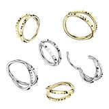 Titanium Hinged Segment Double Hoop Ring Outward Facing Pyramid Cuts