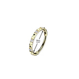 Titanium Hinged Segment Hoop Ring CZ & Pyramid Cut For Nose Cartilage