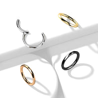 Titanium Hinged Segment Hoop Ring Faceted Side For Nose Septum Cartilage