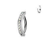 Titanium Hinged Hoop Clicker Eyebrow Ring 1.5mm CNC Set CZ 16G