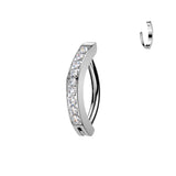 Titanium Hinged Hoop Clicker Eyebrow Ring 1.5mm CNC Set CZ 16G