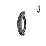 Titanium Hinged Hoop Clicker Eyebrow Ring 1.5mm CNC Set CZ 16G