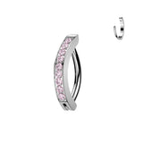 Titanium Hinged Hoop Clicker Eyebrow Ring 1.5mm CNC Set CZ 16G