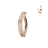 Titanium Hinged Hoop Clicker Eyebrow Ring 1.5mm CNC Set CZ 16G