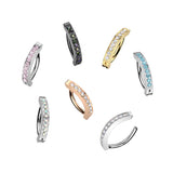 Titanium Hinged Hoop Clicker Eyebrow Ring 1.5mm CNC Set CZ 16G