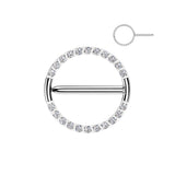 Pair Titanium Nipple Hoop Clicker With CNC Pave CZ