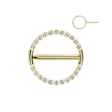 Pair Titanium Nipple Hoop Clicker With CNC Pave CZ