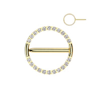 Pair Titanium Nipple Hoop Clicker With CNC Pave CZ