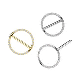 Pair Titanium Nipple Hoop Clicker With CNC Pave CZ