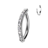 Implant Titanium Pave Square CZ Hinged Hoop Belly Button Ring