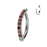 Implant Titanium Pave Square CZ Hinged Hoop Belly Button Ring