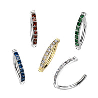 Implant Titanium Pave Square CZ Hinged Hoop Belly Button Ring