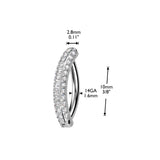 Titanium CNC Set CZ Triple Line Hinged Hoop Belly Button Ring