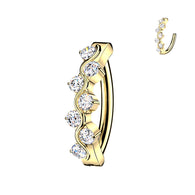 Titanium Hinged Hoop CZ Accented Wave Comfortable Belly Button Ring