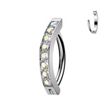 Titanium Hinged Hood With 2mm CNC Set CZ Belly Button Ring