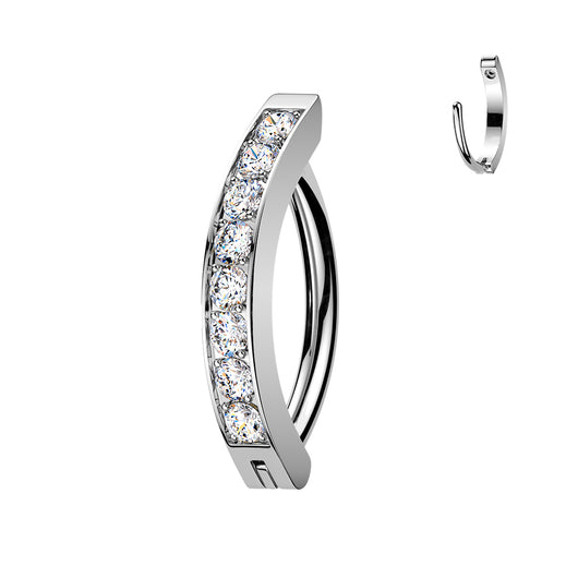 Titanium Hinged Hood With 2mm CNC Set CZ Belly Button Ring