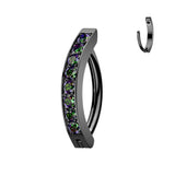 Titanium Hinged Hood With 2mm CNC Set CZ Belly Button Ring