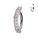 Titanium Hinged Hood With 2mm CNC Set CZ Belly Button Ring
