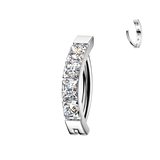 Implant Titanium Pave 3mm Square CZ Hinged Hoop Belly Button Ring