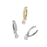 Titanium CNC Set CZ & Dangle CZ Hinged Hoop Belly Button Ring