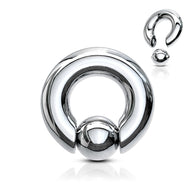 Hand Polished Large Gauge Easy Pop Out Captive Bead Ring