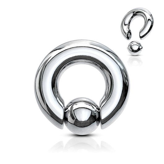 Hand Polished Large Gauge Easy Pop Out Captive Bead Ring
