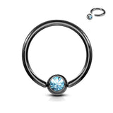 Titanium CZ Captive Bead Ring Septum Tragus Helix Cartilage