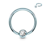 Titanium CZ Captive Bead Ring Septum Tragus Helix Cartilage