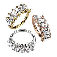 Diagonal Pave Princess Cut CZ Bendale Ear Cartilage Tragus Nose
