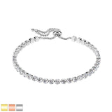 Adjustable Stainless Steel Tennis Bracelet With Prong Set CZ