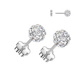 Pair Pave Ferido Ball Earring Studs With Flower Screw Back Cartilage Tragus
