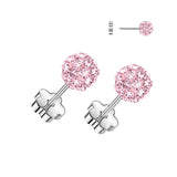 Pair Pave Ferido Ball Earring Studs With Flower Screw Back Cartilage Tragus
